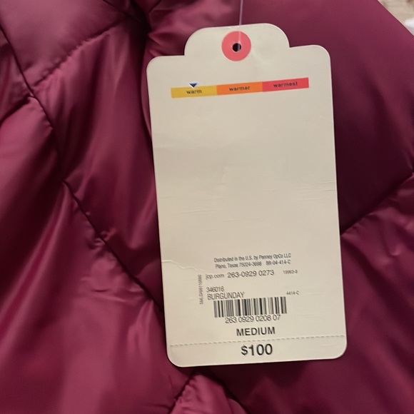 St. John’s Bay Puffer Jacket Quilted Burgundy Wine, Soft and Comfortable - Picture 4 of 9